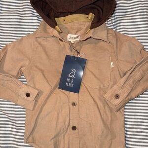 (NWT) Me & Henry Brown Hooded Corduroy Shirt